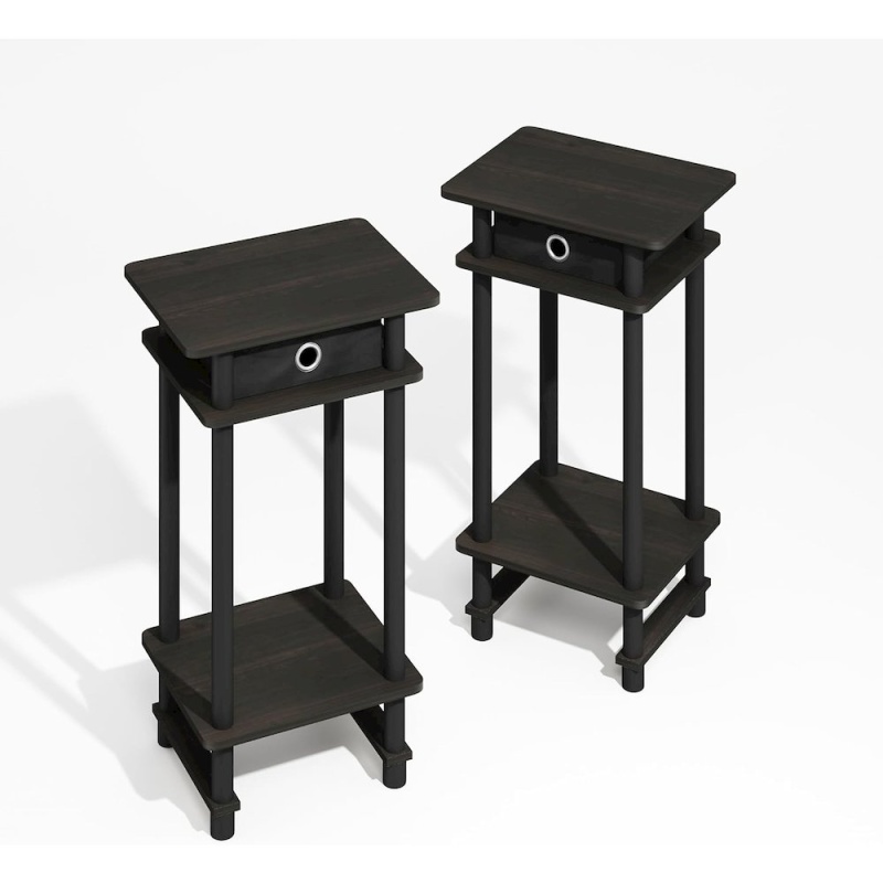 Turn-N-Tube Tall End Table With Bin, Set of 2