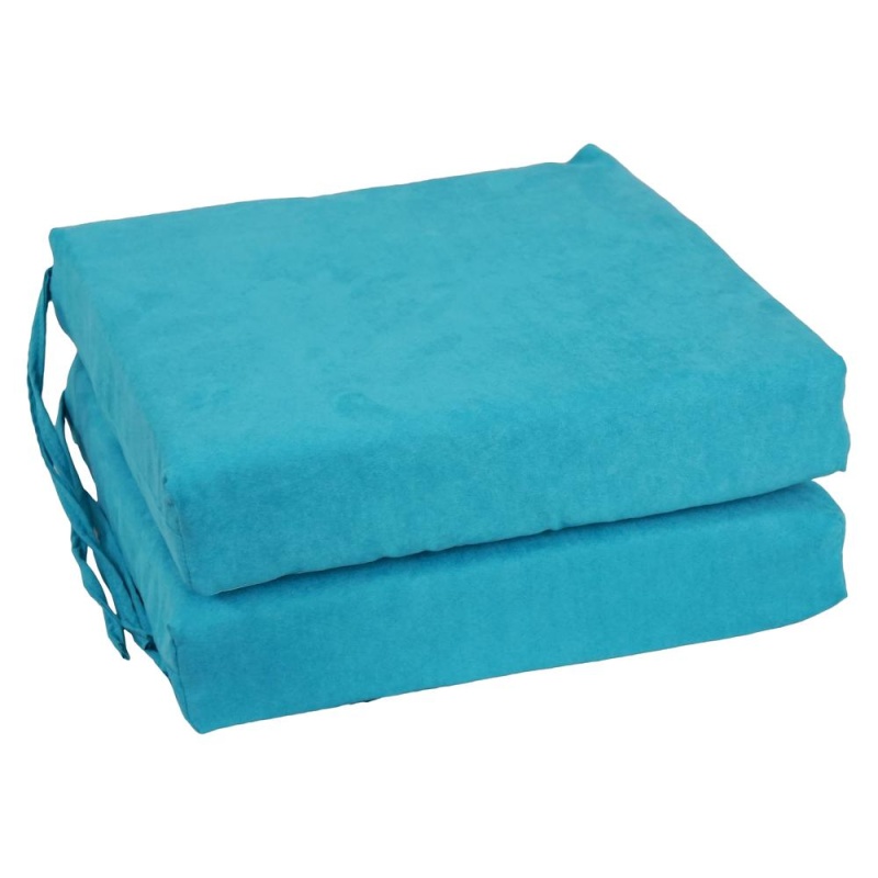 Blazing Needles Indoor 16" x 16" Microsuede Chair Cushion, Aqua Blue
