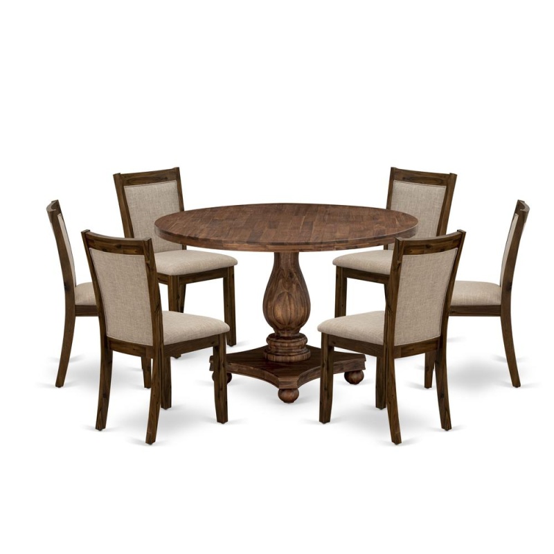 7-Piece Round Dining Table Set with 6 Chairs