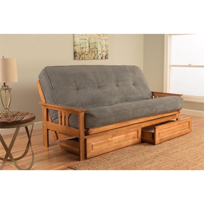 Monterey Frame-Butternut Finish-Marmont Thunder Mattress-Storage Drawers