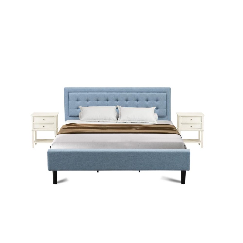 3-Piece Platform Bed Set with 2 Nightstands