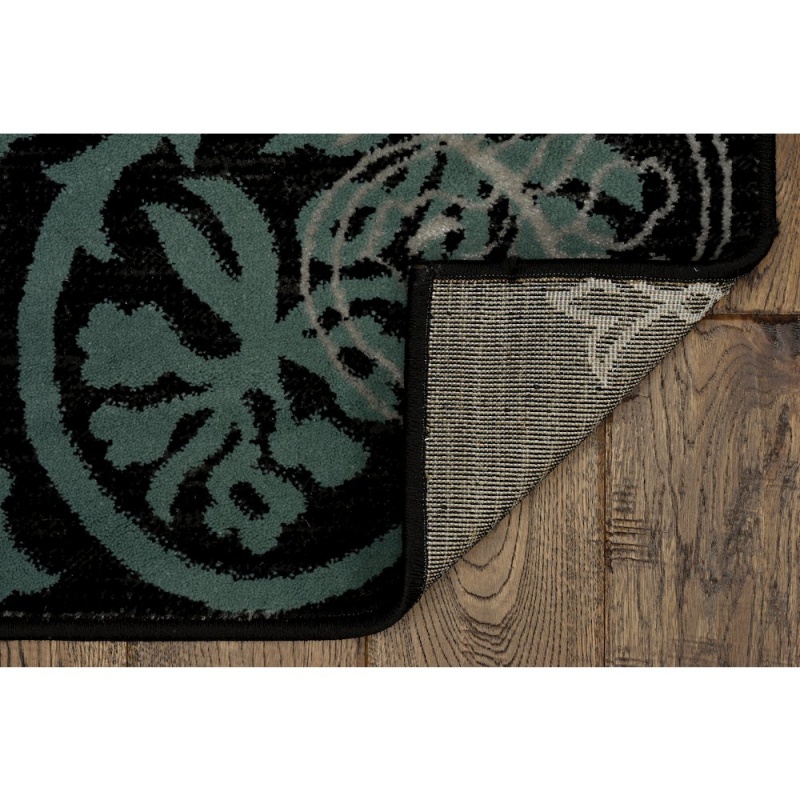 Milan Lana Black & Tuquoise 5X7.6 Rug