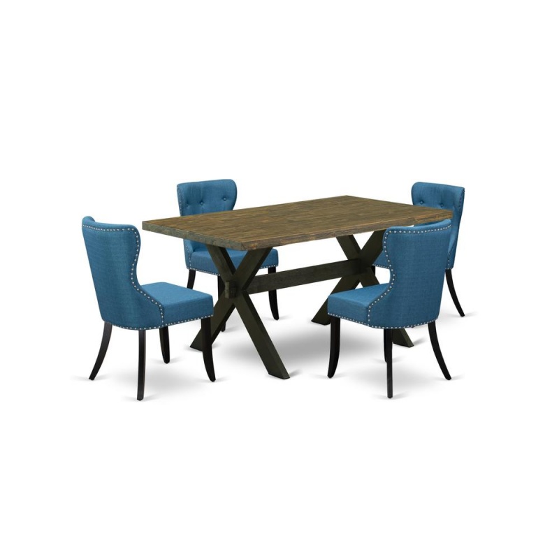 5-Piece Dining Set with 4 Parson Chairs