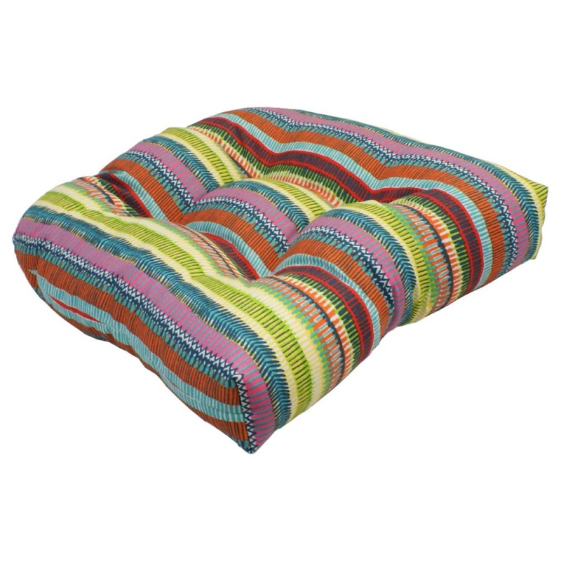 19-Inch U-Shaped Spun Polyester Outdoor Tufted Dining Chair Cushion