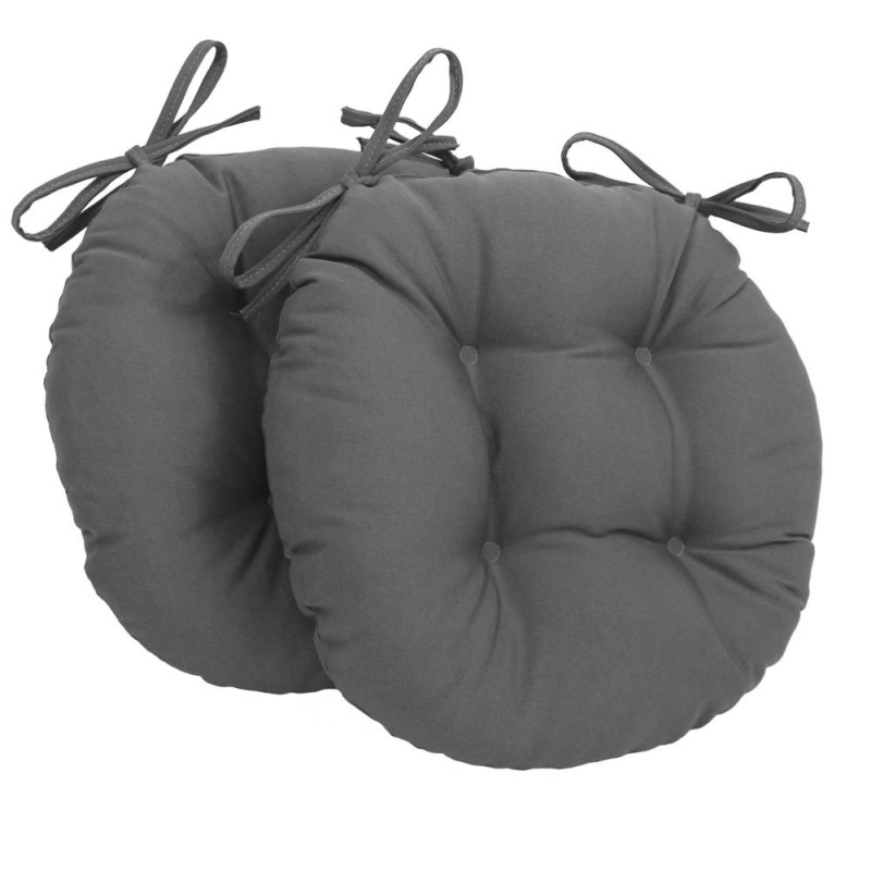 16-Inch Solid Twill Round Tufted Chair Cushions (Set Of 2)