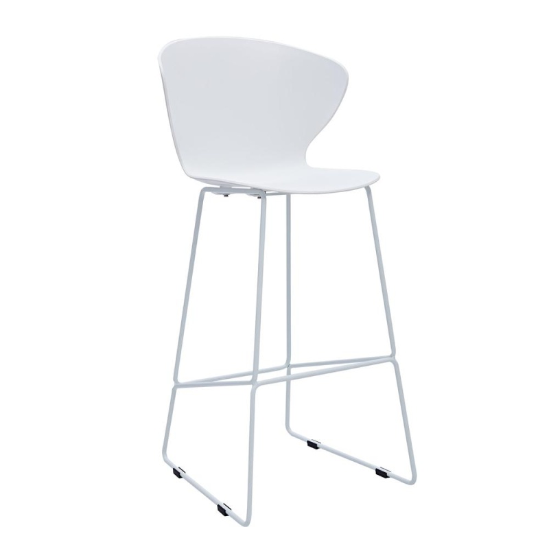 Midcentury Polypropylene Counter Stool With Metal Legs, Set Of 2