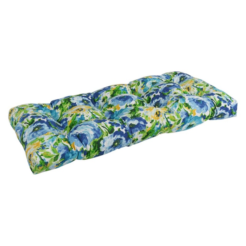 42-Inch By 19-Inch Squared Patterned Spun Polyester Tufted Loveseat Cushion