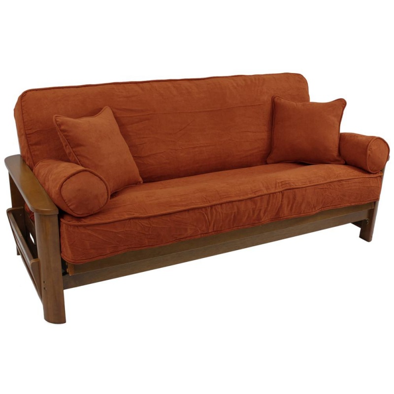 Solid Microsuede Double Corded Full Futon Cover Set