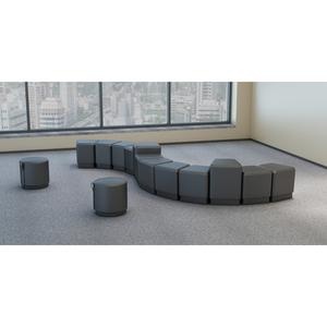 Lorell Contemporary Seating Round Foot Stool - Black Polyurethane Seat - 1 Each