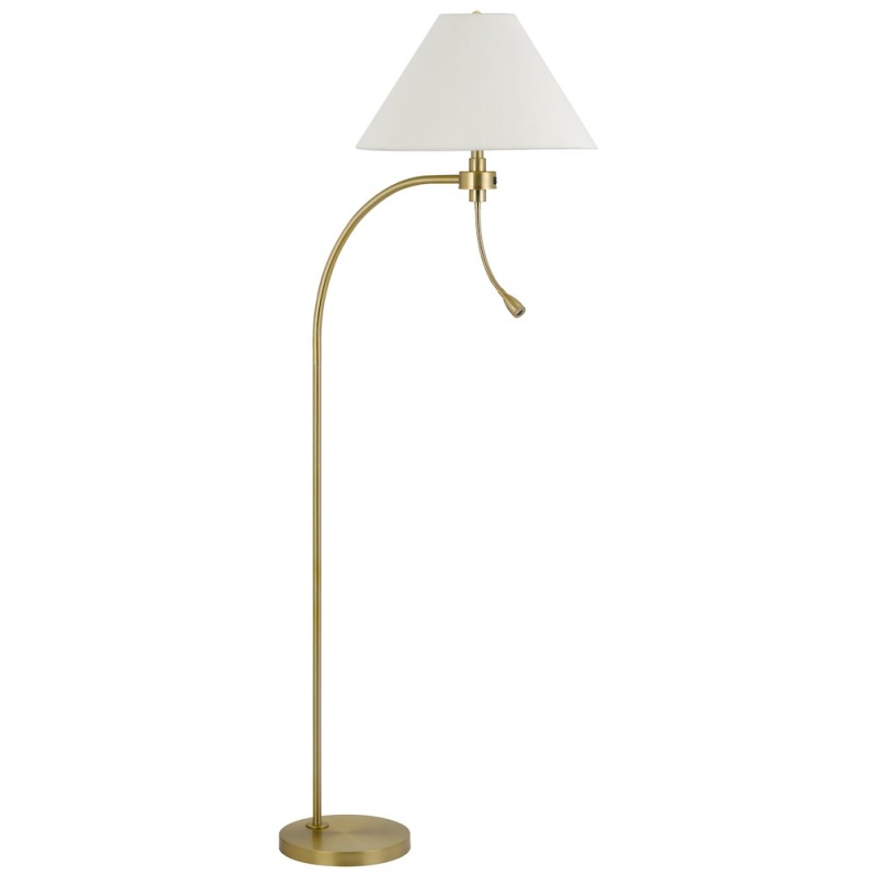 100W 3-Way Ashland Mini Arc Metal Floor Lamp with Gooseneck 2W LED Reading Light