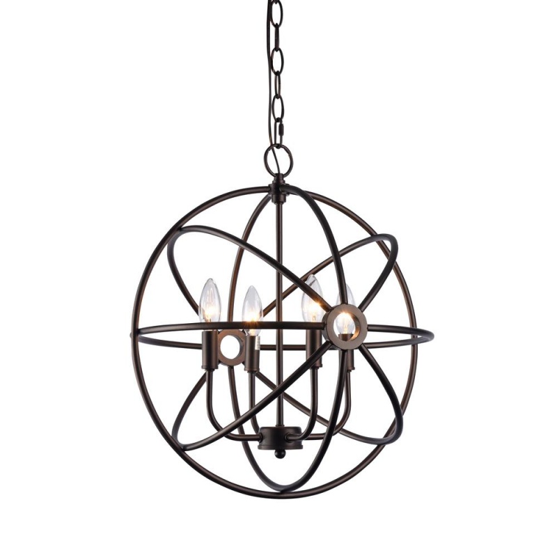 Osbert Industrial-Style 4 Light Rubbed Bronze Ceiling Pendant 16" Wide