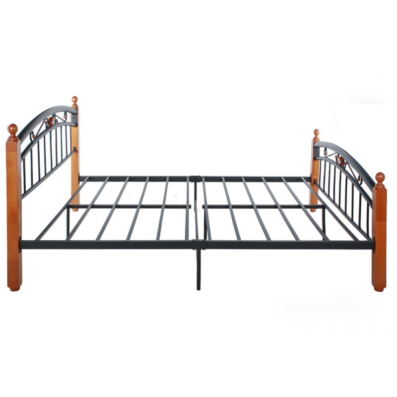 Better Home Products Lexus Metal Bed Frame With Headboard & Footboard, Cherry Color