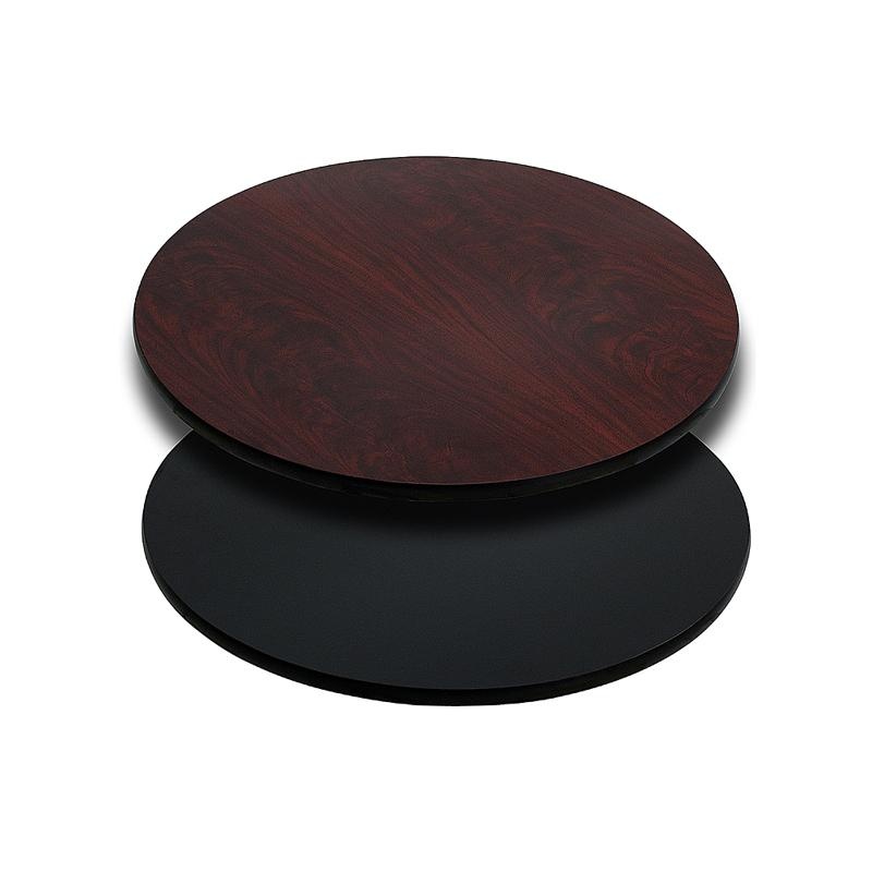 24'' Round Table Top With Black Or Mahogany Reversible Laminate Top