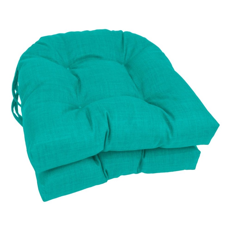 16-Inch Spun Polyester Solid Outdoor U-Shaped Tufted Chair Cushion