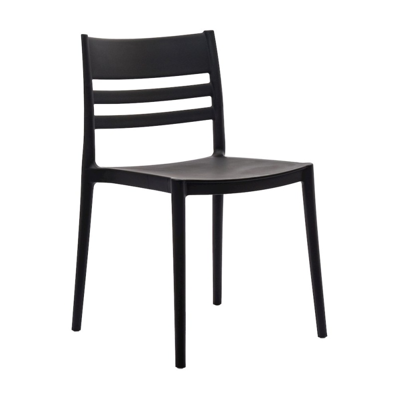 Bridgeport Stacking Patio Chair With Slatted Backrest In Black