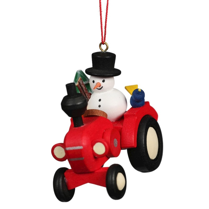 Tractor With Snowman Ornament