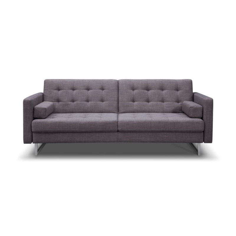 Giovanni Sofa Bed Gray Fabric Stainless Steel Legs
