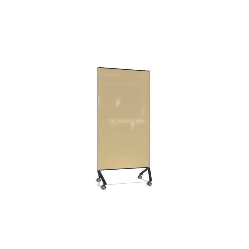 Ghent Pointe Magnetic Mobile Glassboard, Beige Painted Glass W/ Black Frame, 77" H X 36" w