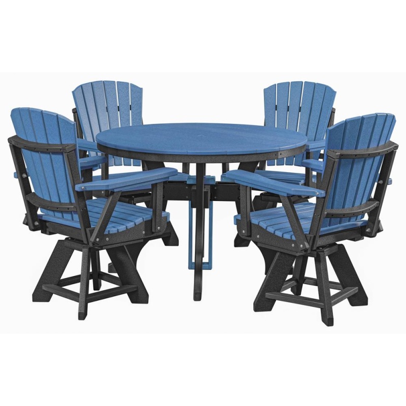 Five Piece Round Dining Height Dining Set in Blue