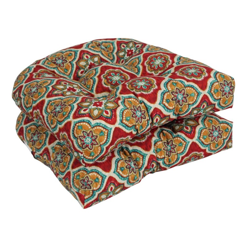 19-Inch U-Shaped Patterned Tufted Dining Chair Cushions (Set of 2)