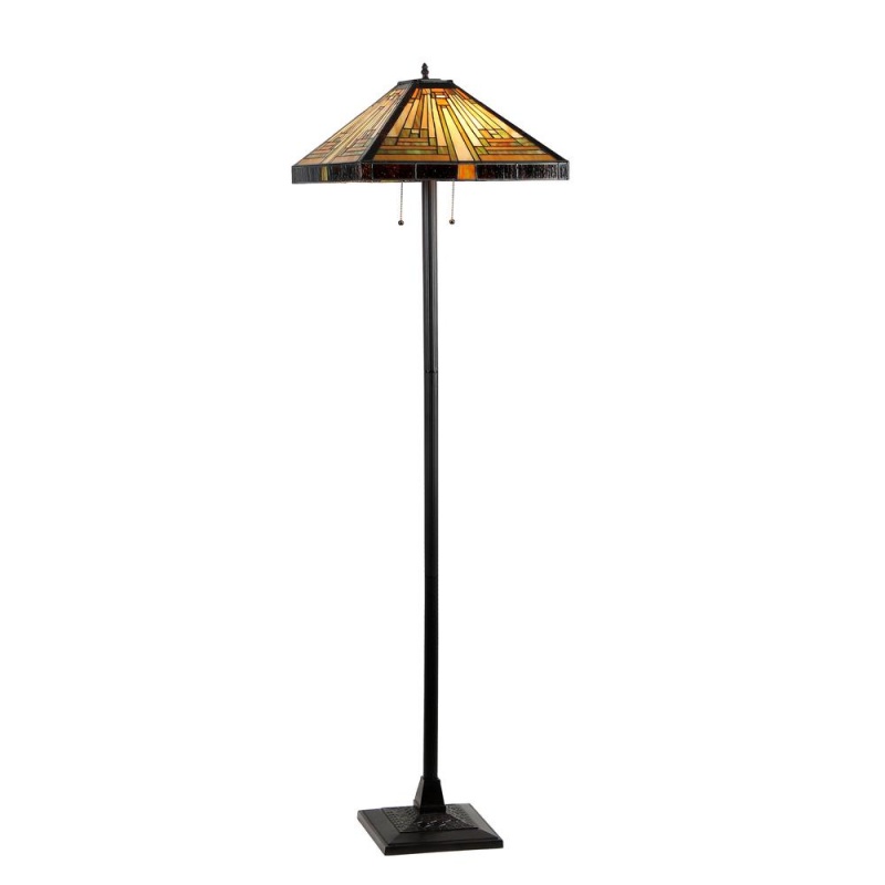 Innes Tiffany-Style 2 Light Mission Floor Lamp 18" Shade
