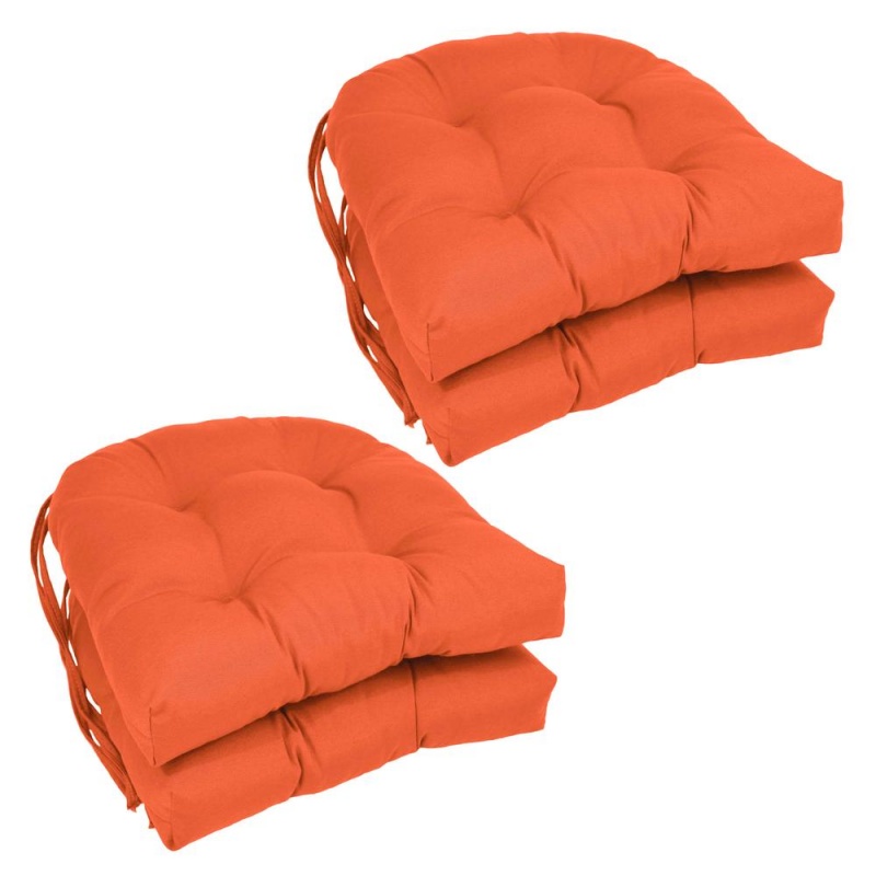16-Inch Solid Twill U-Shaped Tufted Chair Cushions (Set of 4)