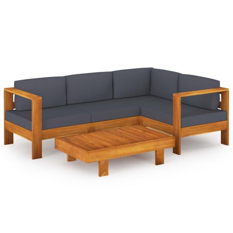 Vidaxl 5 Piece Garden Lounge Set With Dark Gray Cushions Acacia Wood 7951