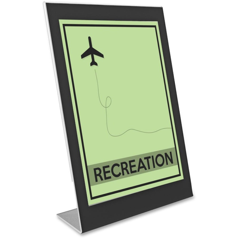 Deflecto Superior Image Bordered Sign Holder - 11" X 8.5" - 1 Each - Clear, Black