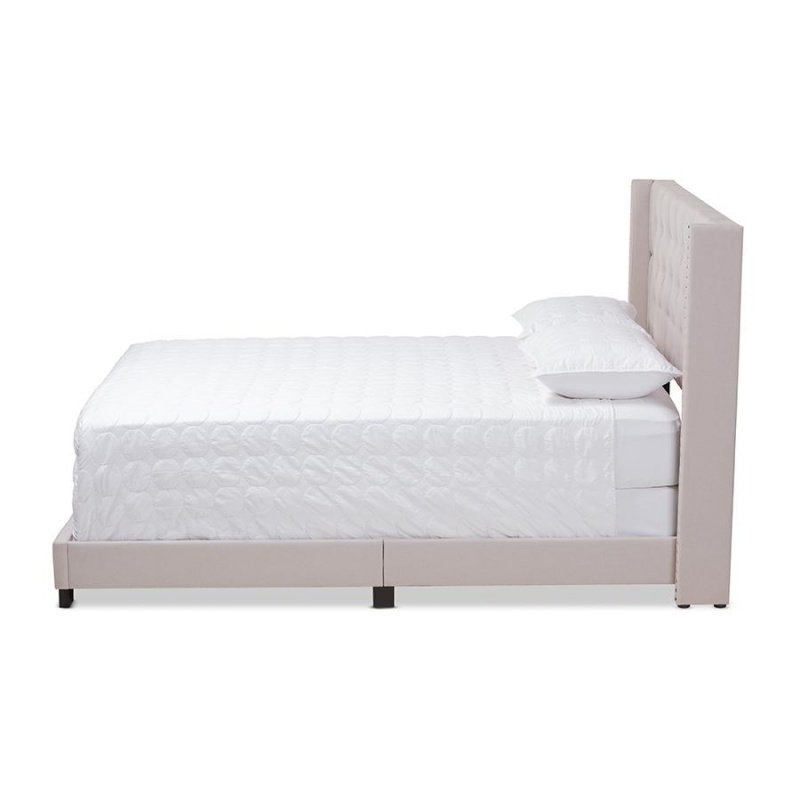 Brady Modern And Contemporary Beige Fabric Upholstered Queen Size Bed