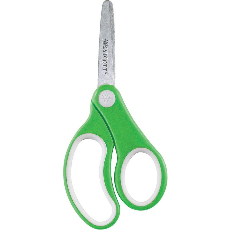 Westcott Teachers 5" Kids Soft Handle Blunt Scissors - 5" Overall Length - Straight-Left/Right - Stainless Steel - Blunted Tip - Assorted - 12 / Pack