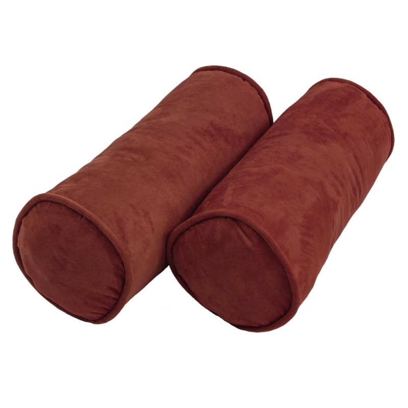 20-Inch By 8-Inch Double-Corded Solid Microsuede Bolster Pillows With Inserts (Set Of 2) 9814-Cd-S2-Ms-Rw