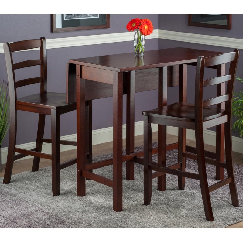 Lynnwood 3-Pc Drop Leaf High Table With 2 Counter Ladder Back Stool/Chair