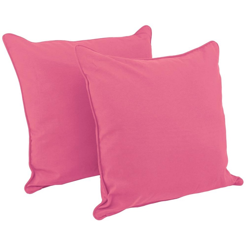 25-Inch Double-Corded Solid Twill Square Floor Pillows With Inserts (Set Of 2), Bery Berry