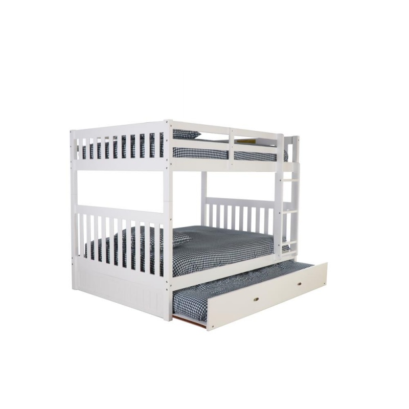 Os Home And Office Furniture Model Full Over Full Bunk Bed With Twin Sized Trundle In Casual White