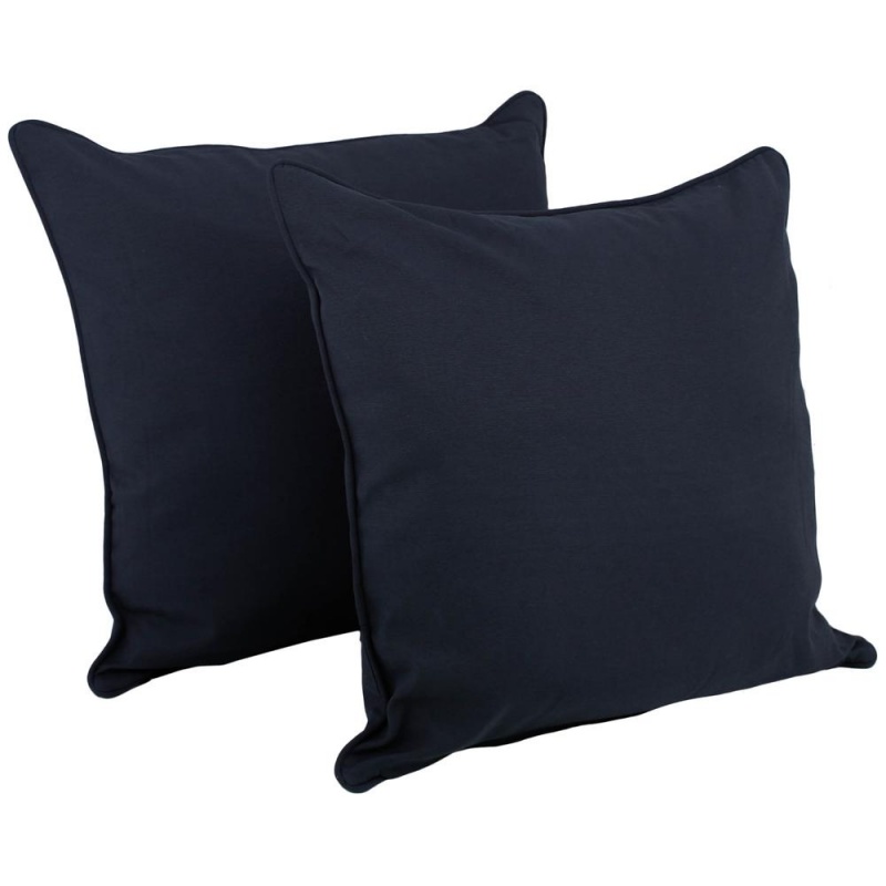 25-Inch Double-Corded Solid Twill Square Floor Pillows With Inserts (Set Of 2), Navy