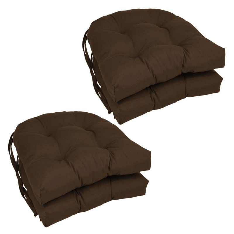 16-Inch Solid Twill U-Shaped Tufted Chair Cushions (Set Of 4)