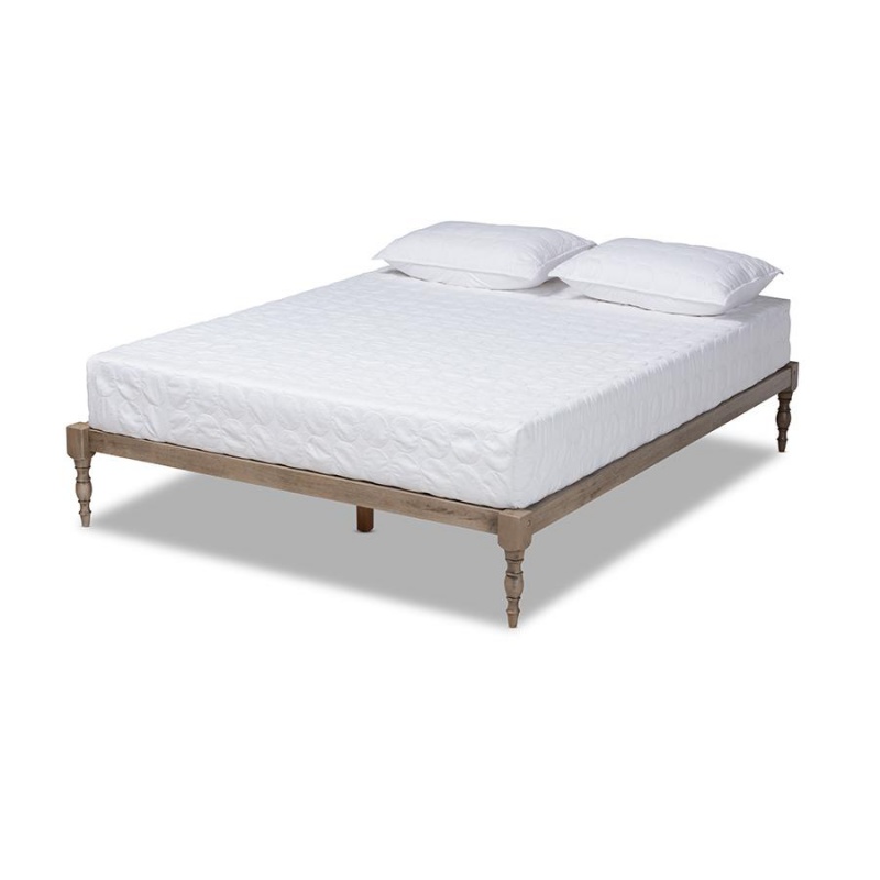 Baxton Studio Iseline Modern And Contemporary Antique Grey Finished Wood Full Size Platform Bed Frame