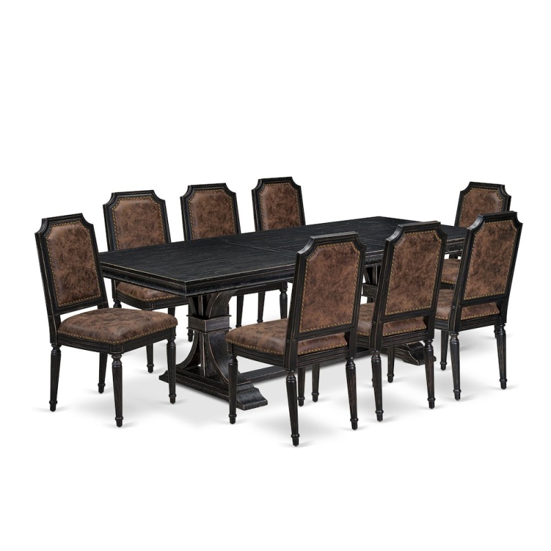 9-Piece Modern Dining Table Set with 8 Kitchen Chairs