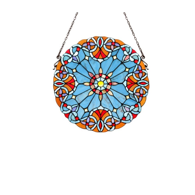 Chloe Lighting Amiya Tiffany-Style Victorian Stained Glass Window Panel 20" Height