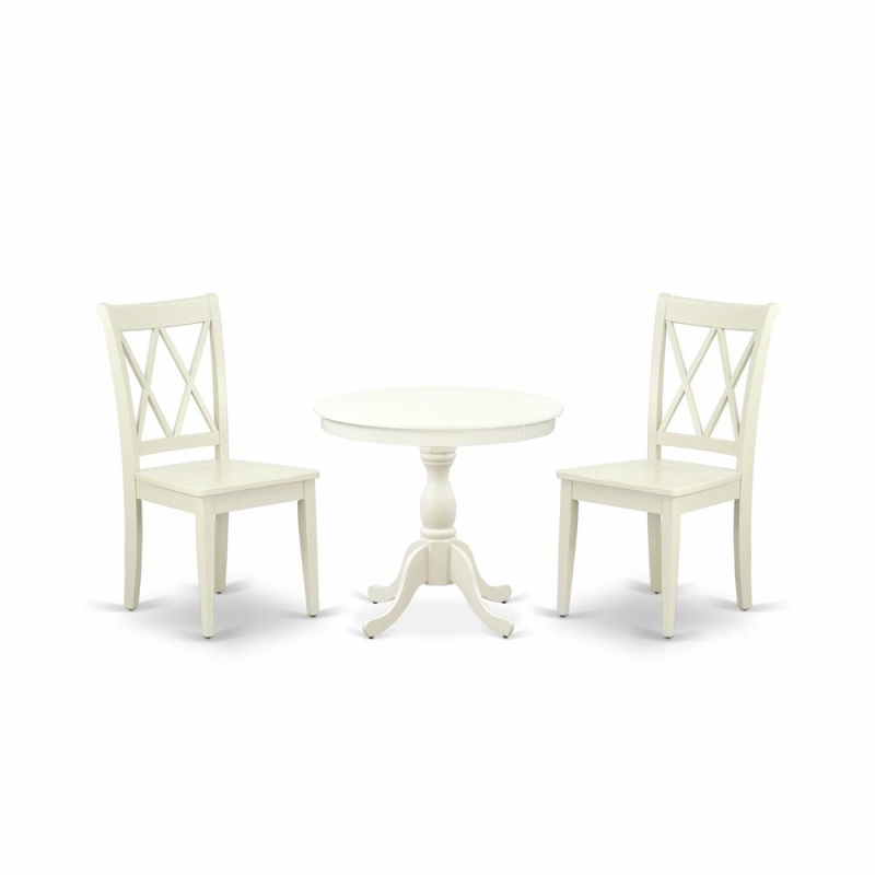 3 Piece Dining Room Set with 1 Pedestal Table and 2 Chairs