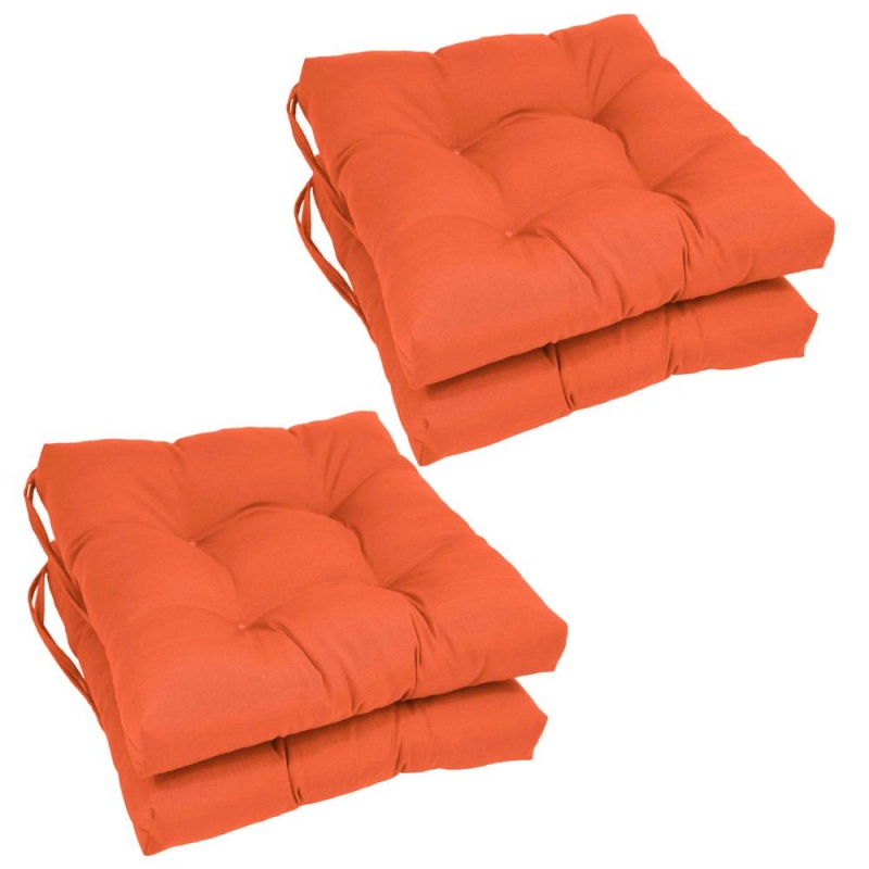 16-Inch Solid Twill Square Tufted Chair Cushions (Set of 4)