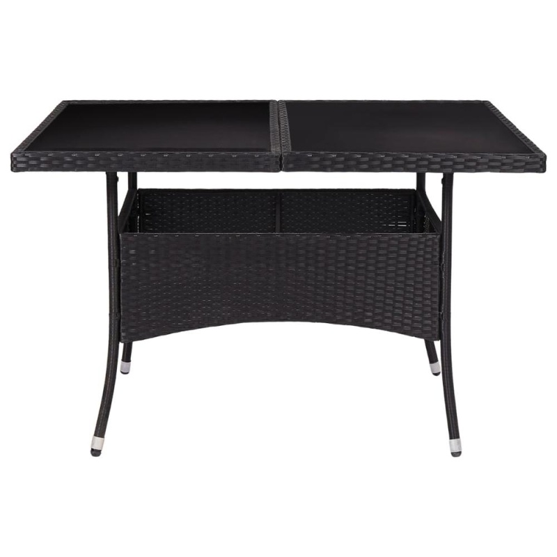 Vidaxl Outdoor Dining Table Black Poly Rattan And Glass 6189