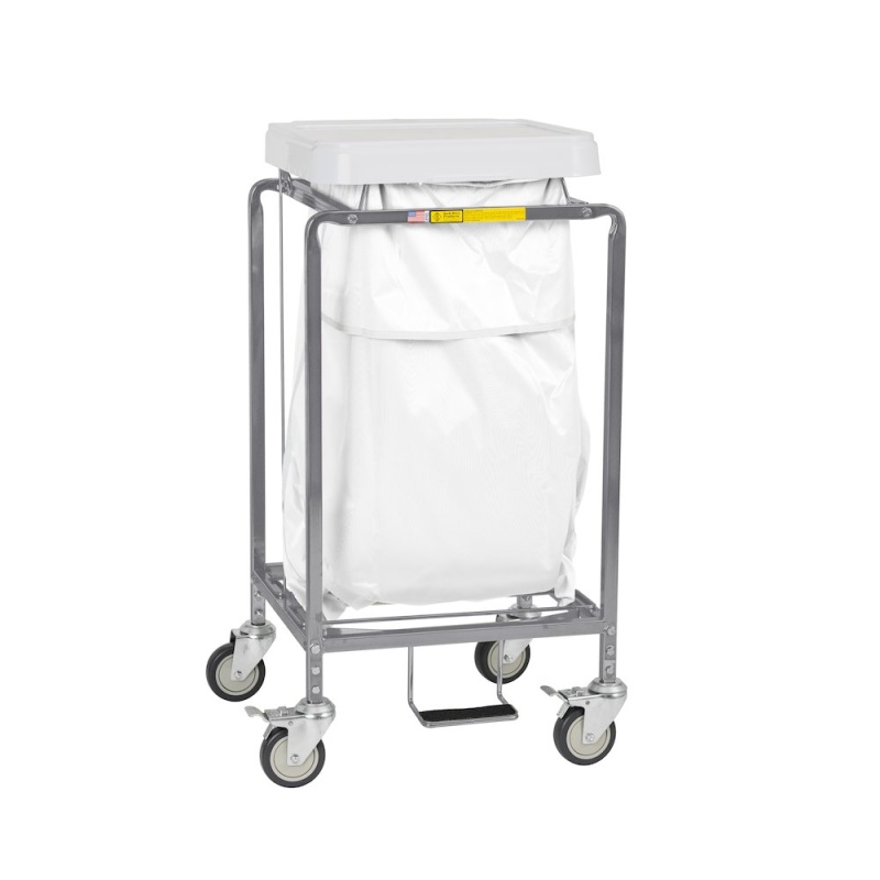 Single "Leakproof" Hamper W/ Foot Pedal, White Bag
