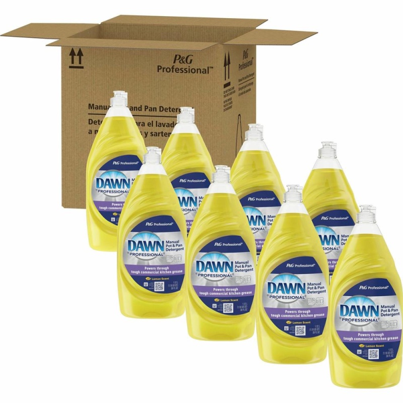 Dawn Manual Pot/Pan Detergent - Concentrate - 38 Fl Oz (1.2 Quart) - Lemon Scent - 8 / Carton - Yellow