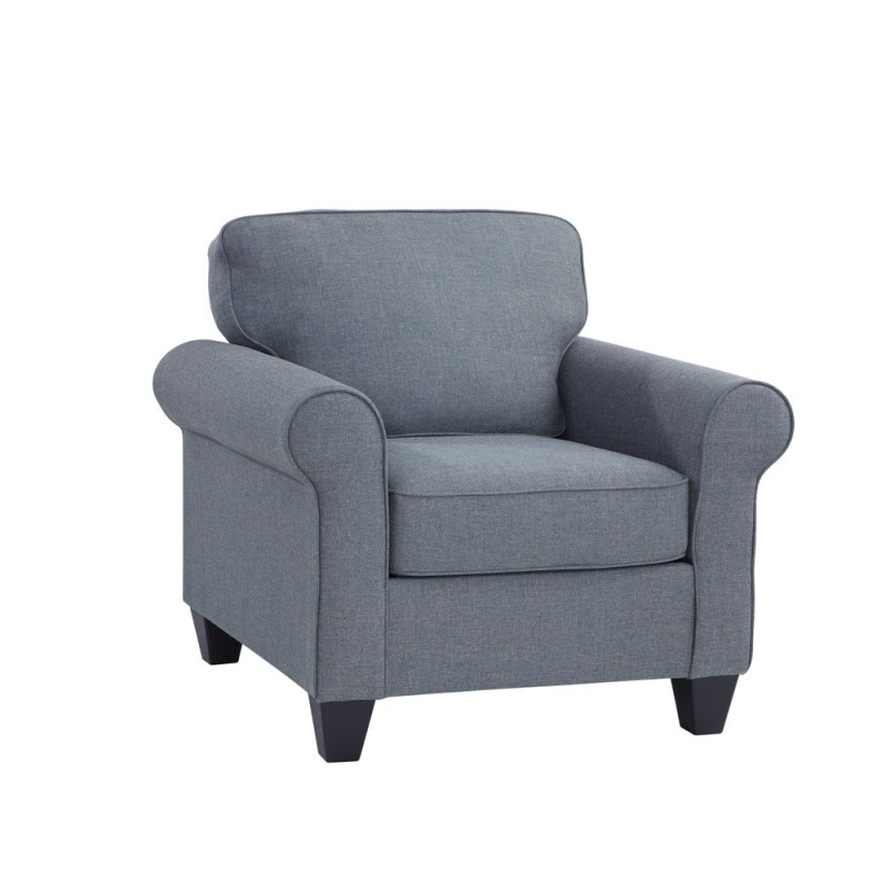 American Furniture Classics Blue Fabric Oversized Chair with Rolled Arms