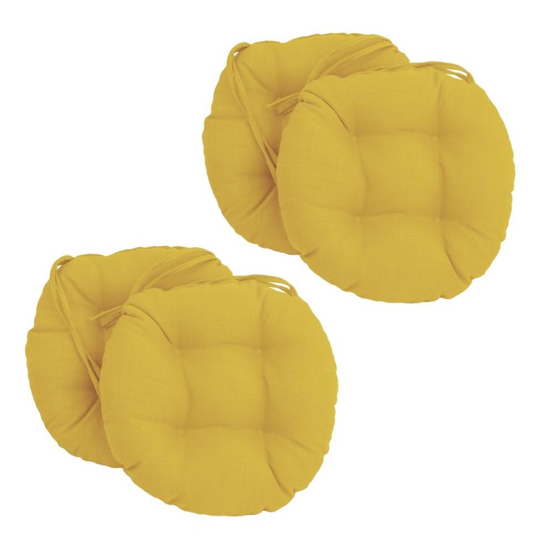 16-Inch Spun Polyester Solid Outdoor Round Tufted Chair Cushion