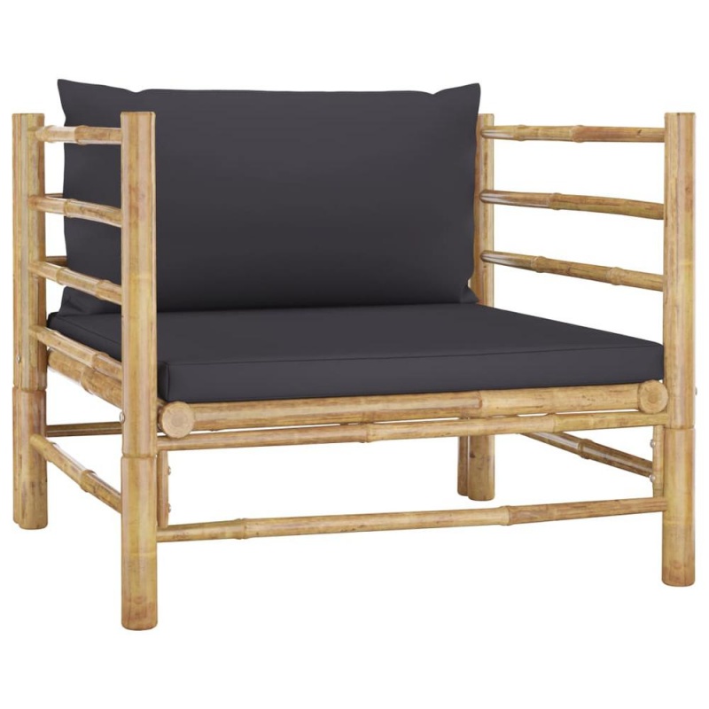 Vidaxl Garden Sofa With Dark Gray Cushions Bamboo 3156