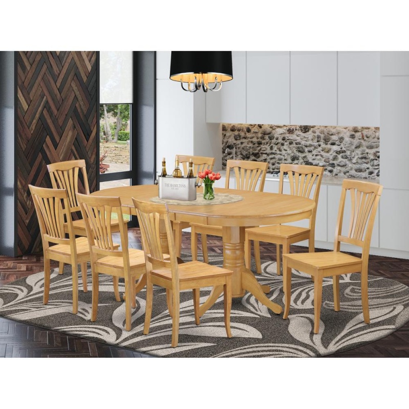 9 Pc Dining Room Set Dining Table Leaf And 8 Dining Chairs