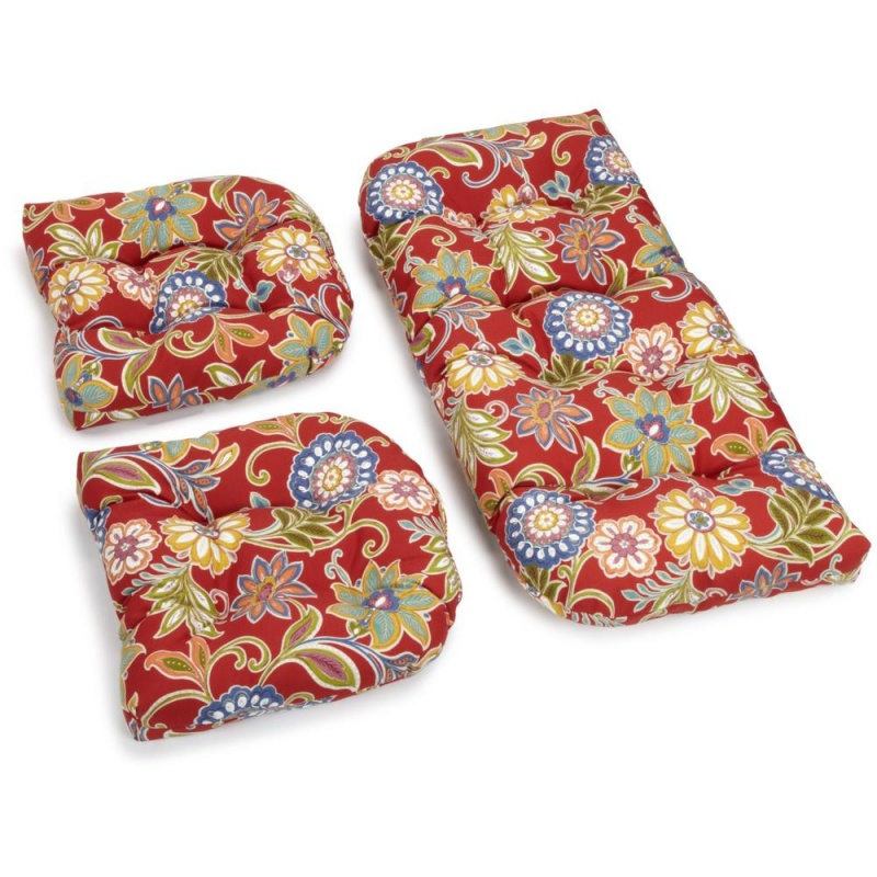 U-Shaped Spun Polyester Tufted Settee Cushion Set (Set Of 3)