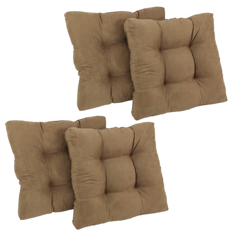 19-Inch Squared Microsuede Tufted Dining Chair Cushion (Set Of Four)